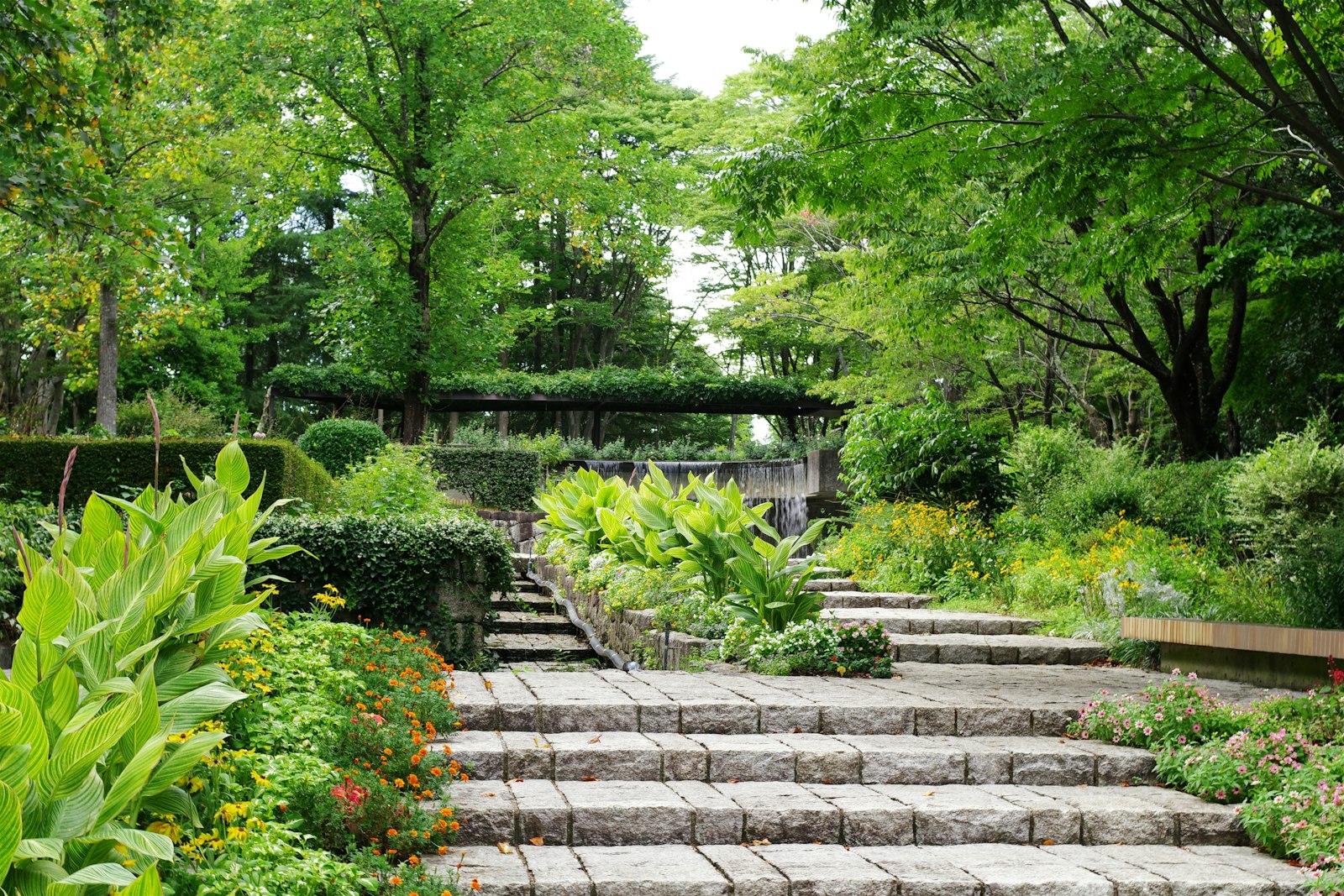 Garten mit Natursteintreppe und viel Grün