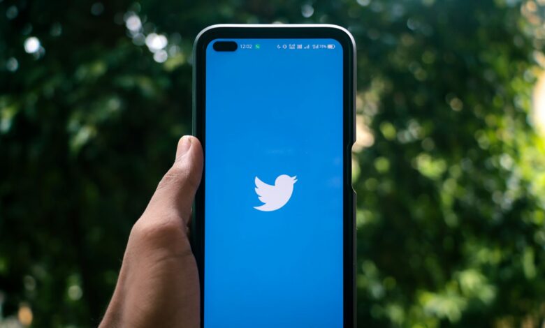 Smartphone mit Twitter-Logo und Social-Media-Profil