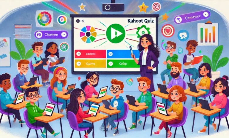 Kahoot-Quiz auf dem Bildschirm – Spieler geben ihren Spitznamen ein